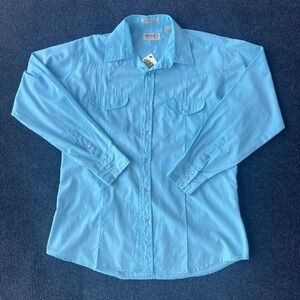Sheplers Western Shirt Mens Large Blue Long Sleeve Pearl Snap Cowboy Rodeo Fit